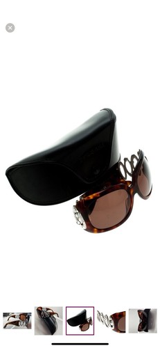 BVLGARI WOMENS SUNGLASSEES RARE! 8016-8 BROWN TORTOISE SWAROVSKI - Picture 3 of 10