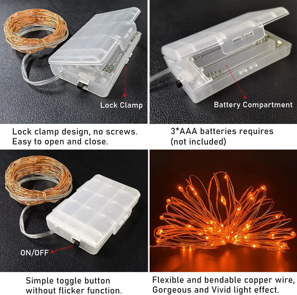 16 Ft Copper Wire 50 LED Mini Fairy String Lights Battery Operated for Christmas - Image 2 of 4