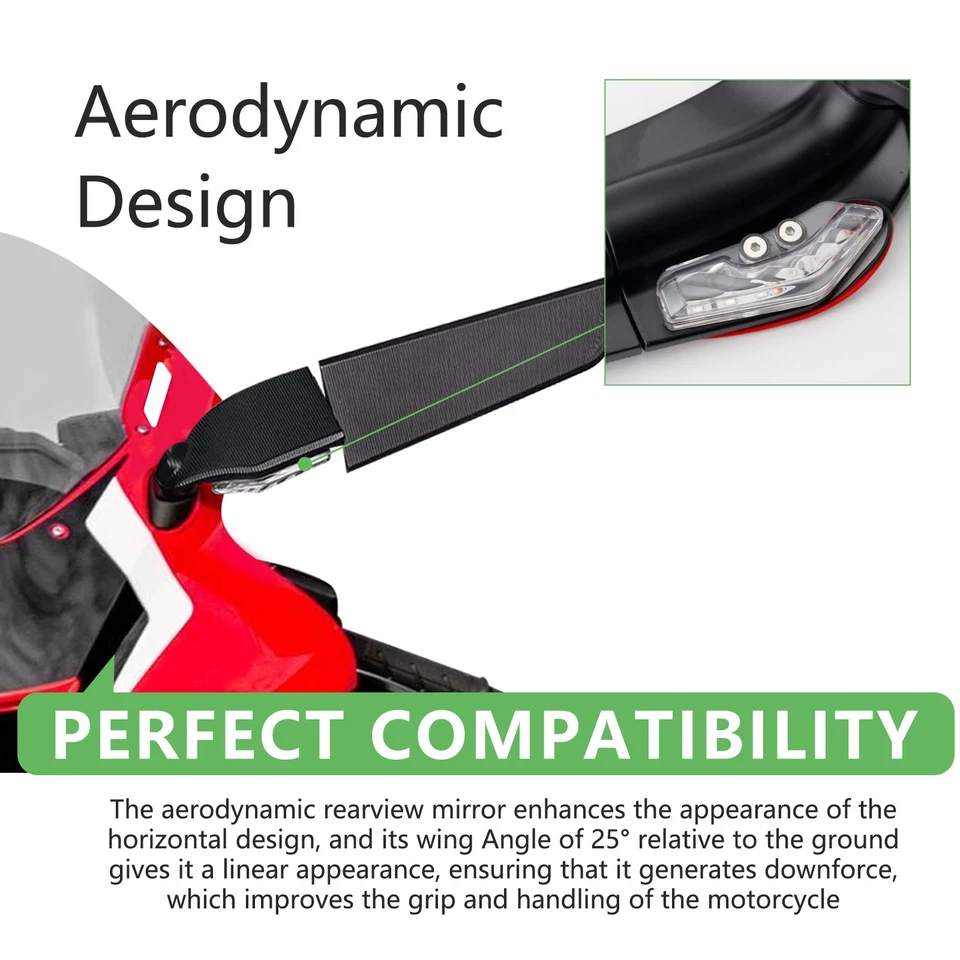 Wind Wing Rearview Mirrors For Yamaha YZF R1 R3 R6 Kawasaki Ninja ZX6R ZX10R - Изображение 4 из 4