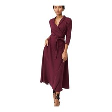 Express Mock Wrap Midi Dress Women’s Size Medium Burgundy Wine Career NWT $79.90