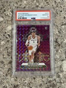 Victor Wembanyama 2023 Mosaic #257 Rookie Purple Prizm #’d/99 PSA 10 GEM MINT