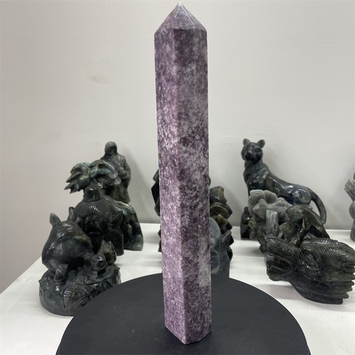 Torre Obelisco Lepidolita Natural 2.2LB 12.2 " Decoración Cristal Energía Curativa - Imagen 8 de 10