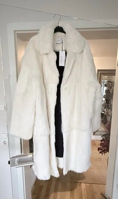 SANDRO Paris Felljacke Echtpelz creme weiß Pelzjacke Pelzmantel Mantel M 38