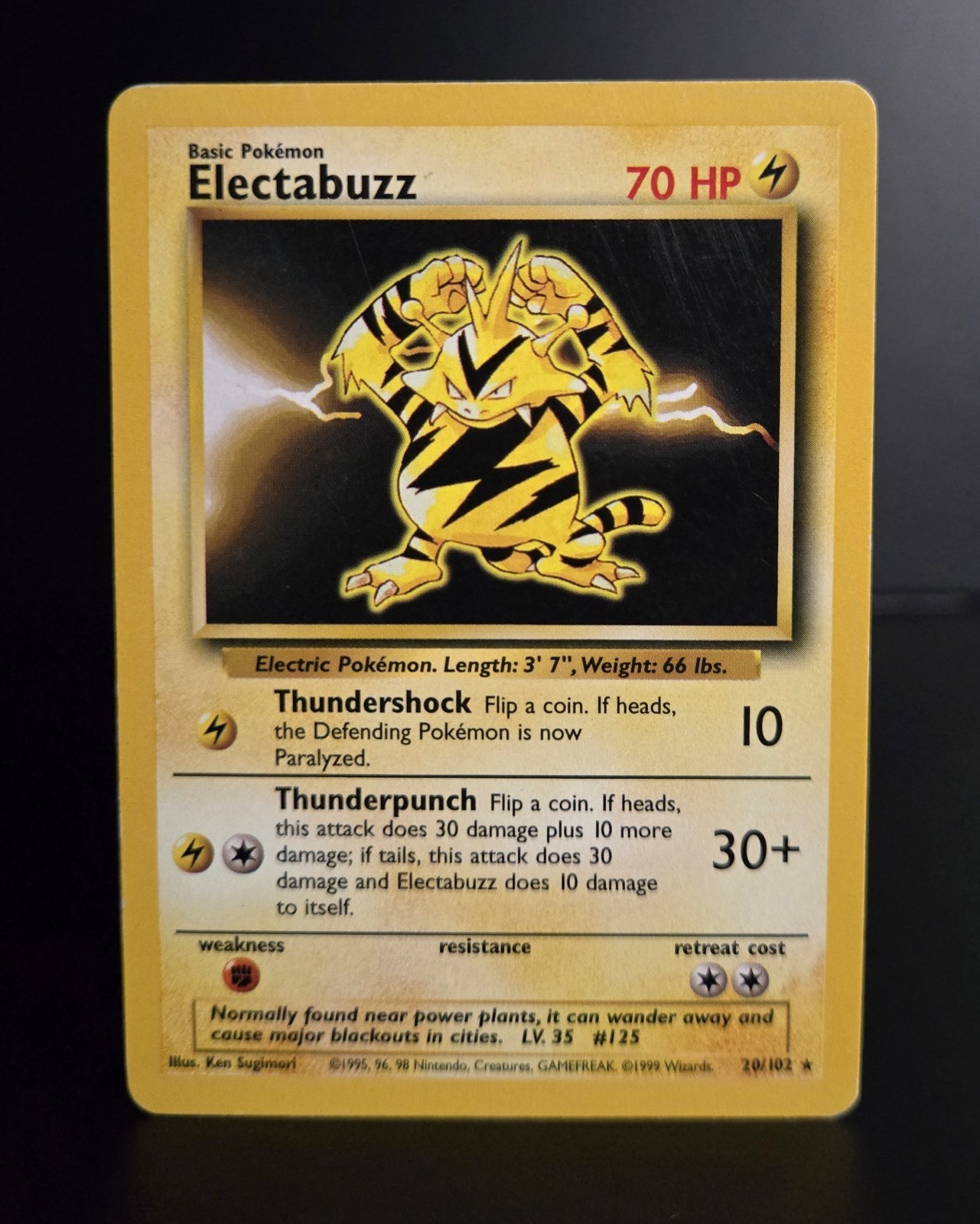 Pokémon TCG - ELECTABUZZ - 20/102 - RARE - UNLIMITED - BASE SET (1999) WOTC - LP