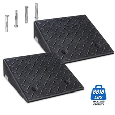 2PCS 6'' Rise Heavy Duty Rubber Driveway Threshold Curb Ramp For Wheelchair Cars
