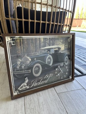 Vintage 1978 Packard 1930 Mirror Clock Art Deco Framed Automotive Wall Decor