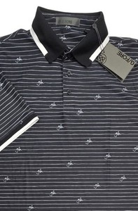 G/Fore Golf Polo Shirt Men's X-Large Striped GFore Brand Name Stretch Black