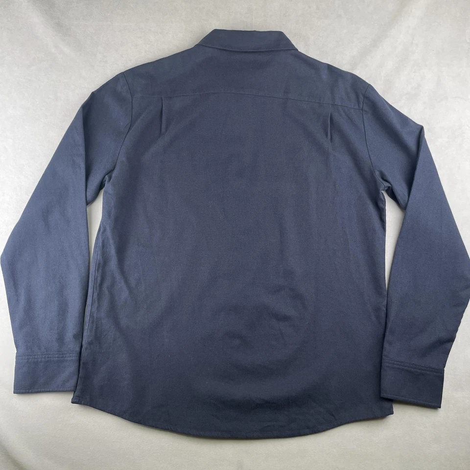 American Apparel Work Shirt Men L Navy Blue Button Down Long Sleeve Collared EUC - Image 3 of 4