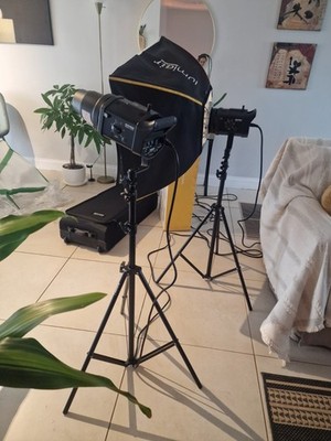 Used Bowens Gemini GM400RX Strobe 2 Light Kit w/ Case , Cables and Pulsar Transm