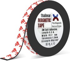 Magnetic Tape, Flexible Magnet Tape Strips Roll 1/2 inch 18 feet, black