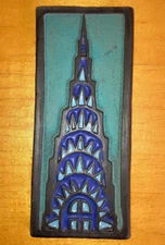 Spalding Studio Chrysler Building Tile Pottery Wall Art Doug DS Rare Flaws Wear