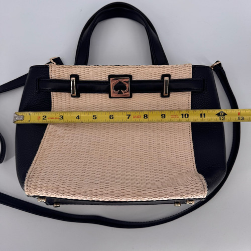 Kate Spade Houston Street Umhängetasche Stroh gewebt creme schwarz Old Money Resort - Bild 9 von 11