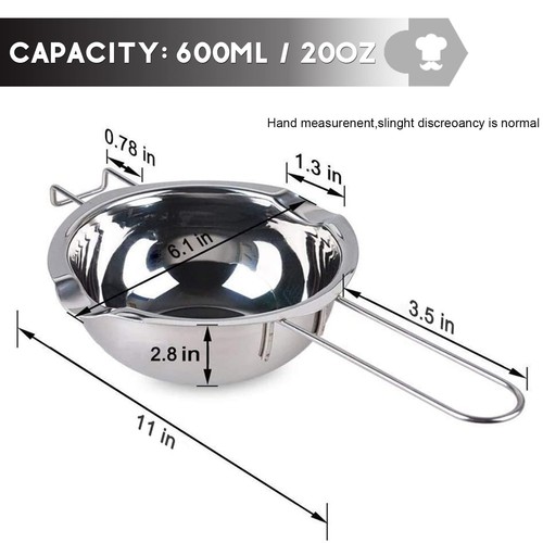 Double Boiler Pot Set, 600ml/0.5QT Chocolate Melting Pot with 1.5QT 304 Stain... - Picture 3 of 7