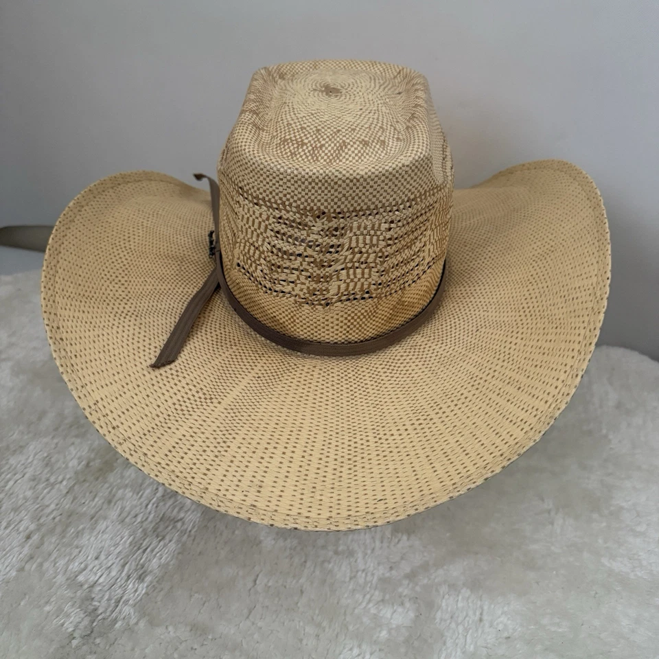 Sombrero de Vaquero Tombstone Rodeo Paja Arrugado a Mano Sombrero 10x Talla 7 - Imagen 3 de 4