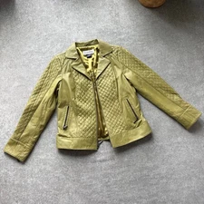 NWOT Green Genuine Quilted Leather Jacket 