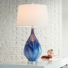 Taylor Modern Table Lamp 29" Tall Blue Swirl Art Glass for Bedroom Living Room