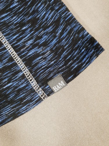 Bam T shirt Mens Large L Blue Long Sleeve Bamboo Cotton Logo Stretch Top - Picture 4 of 9