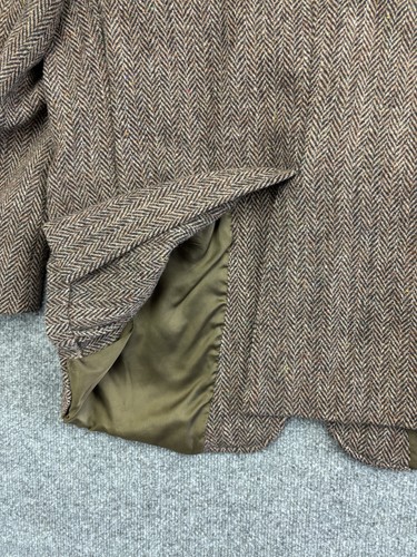 Vintage Harris Tweed Blazer Mens 42 Brown Wool Herringbone Sport Coat Jacket 70s - Picture 6 of 10