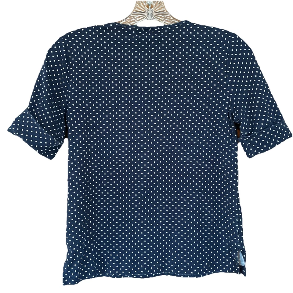 Camisa de manga corta para mujer Lauren Ralph Lauren talla PS azul marino con lunares blancos Foto 2 de 4