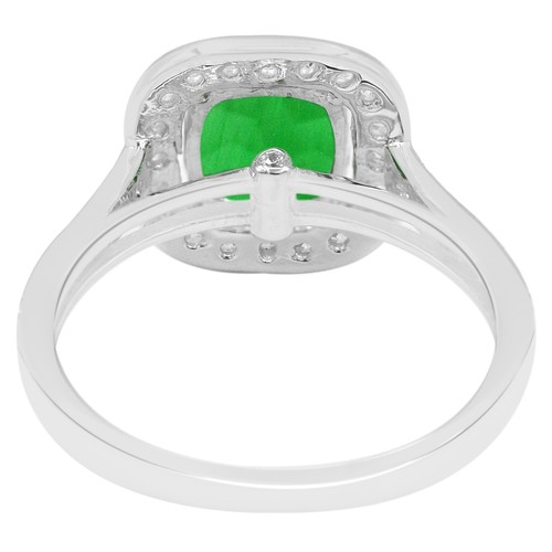 Anillo de oro blanco de 14 quilates con esmeralda natural de Zambia de 1,35 quilates y diamantes con certificación IGI - Imagen 2 de 4