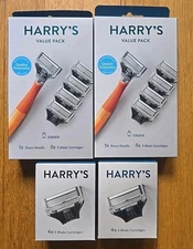 Lot of 2 Harry's Men's Ember Razor Handle + 5 Razor Blades + 8 Extra Blades NEW