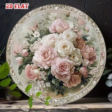 Vintage Pink Rose Aluminum Art 8x8 Inch