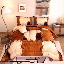 6 Pieces Cow Comforter Sets,3D Brown Vintage Retro Cowhide Pattern,Decorative...