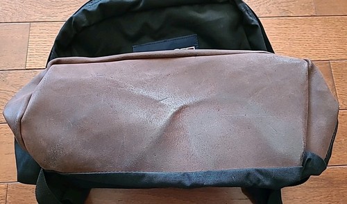 Vintage Jansport Leather Bottom Day Pack Backpack Black Hiking Made in USA - Afbeelding 5 van 16