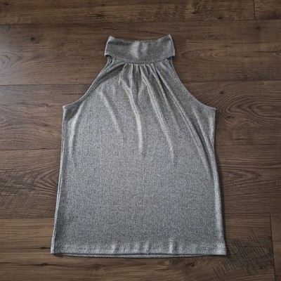 Ann Taylor Factory Metallic Halter Neck Top Women XS Dressy