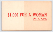 ❗Marriage, labor, trafficking? 1922 $1k For a Woman Girl Postal Card Chicago IL