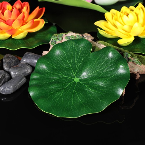 10 pezzi gigli finti gigli artificiali laghetti foglie artificiali decorazione ninfea - Foto 6 di 10