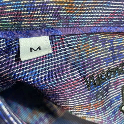 Luchiano Visconti Camicia Uomo M Blu Viola Digitale Mimetica Onde Medium - Foto 7 di 14