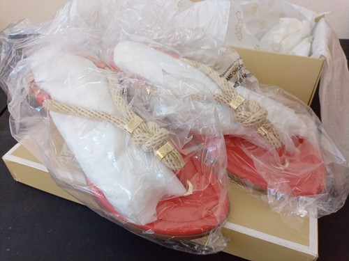 Michael Kors Holly Rope Sandals Coral Leather US 10 RARE! New Condition - Picture 4 of 8