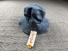 Cat  Jack Hat Cap Denim Bucket Blue Smiley Face Youth OSFM Kids Recycled Cotton