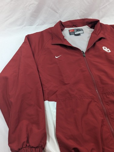 Giacca a vento Nike Vintage Team Oklahoma Sooners rossa bianca zip ventilata taglia XL - Foto 2 di 8