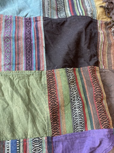 KATHMANDU IMPORTS Hooded Poncho Boho Hippie 100% Cotton Embroidered Vintage OS - Picture 10 of 12