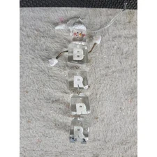 Acrylic Ice Cube Snowman Brrr Christmas Ornament Glitter Hanging Decor
