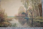 Antique Wall Art Print Landscape River 26" x 20" — photo 2