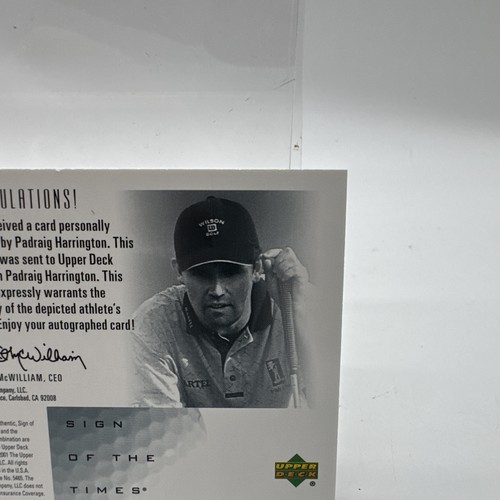 Padraig Harrington 2001 UD SP Authentic RC #PH Sign of Times ~ Auto On Card - Picture 8 of 12