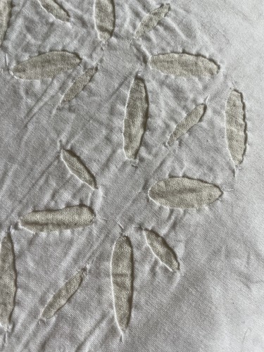 Handmade White & Cream Linen King Sized Coverlet - Picture 7 of 8