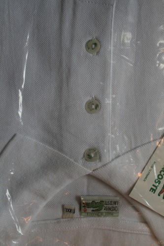 Vtg 80's Lacoste white made in France polo shirt XXL new dead stock mod revival - Picture 5 of 13
