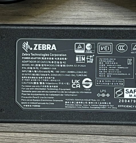 Genuine Zebra Power Adapter SAWA-52-312524 P1076001-006 Charger 24V 3.12A 75W - Picture 5 of 11