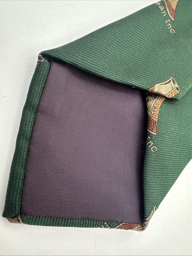 Vintage LL Bean Green Bean Duck Boot Print Neck Tie Shoes Classic Silk Blend - Picture 6 of 10