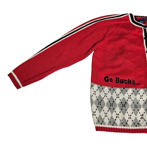 Cárdigan Suéter De Colección Ohio State Buckeyes Para Mujer S Birch Bros Rojo OSU Argyle - Imagen 5 de 9