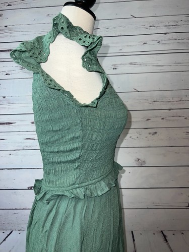 NWT By The River Smocked Tiered Midi Dress Small Green Cottage Anthropologie - Picture 5 of 12
