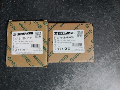 61/BM1630 Crabtree 16amp 30ma Mini Starbreaker Rcbo x 2