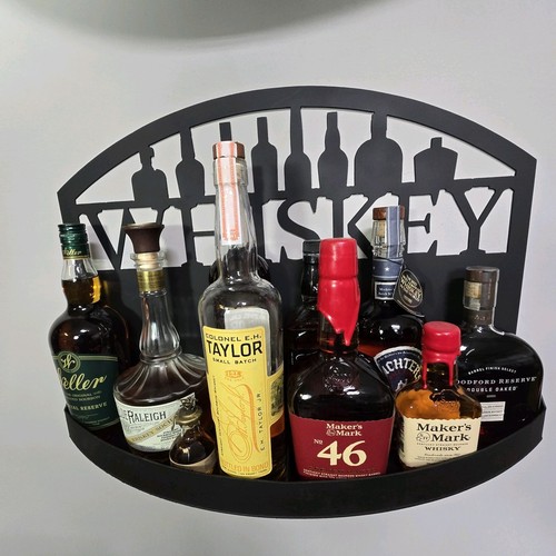 Bourbon Whiskey and Spirits Modern Shelf - custom steel - wall mount or tabletop - Picture 5 of 5