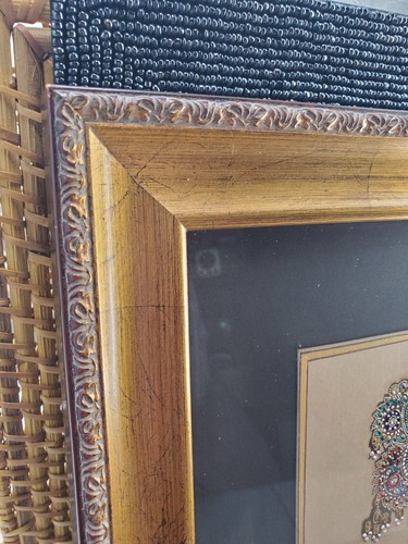 Meenakari geprägte Kunst auf Holzrahmen ethnische indische Halskette Kunst handgefertigt - Bild 11 von 13