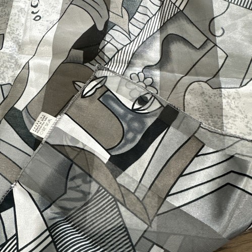 Picasso Abstract Art Scarf 21" Square Gray Black Sateen Sheer Teacher Travel - Picture 10 of 10