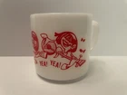 Vintage Federal Beatles Yea! Yea! Milk Glass Mug Fire Red Graphics- Rare!